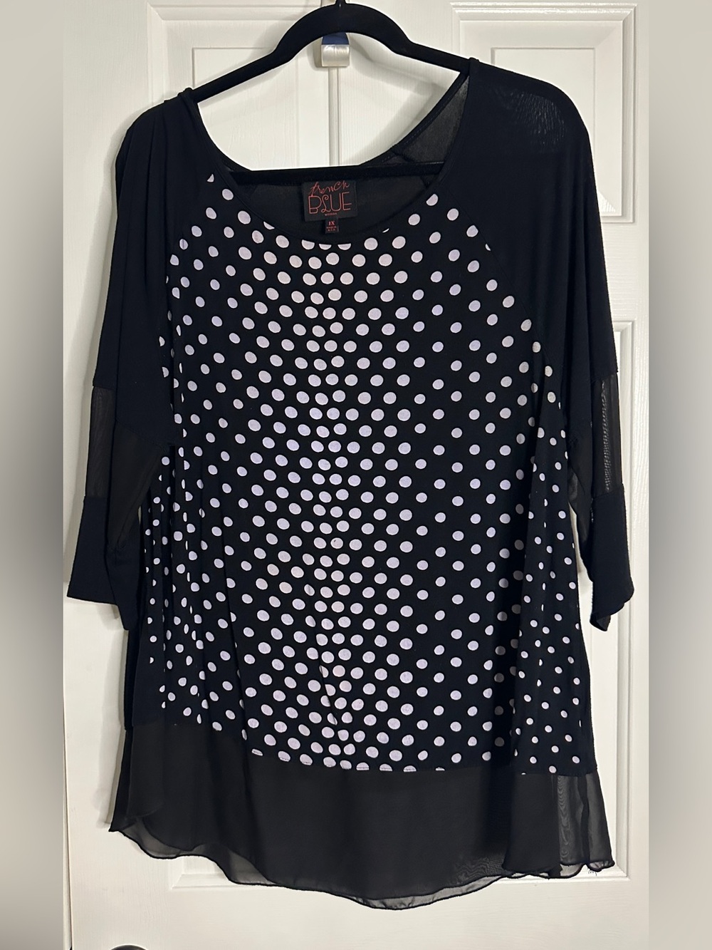 Frenchi Black Tunic with White Polka Dots